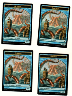 Set Of 4 Octopus Token Battle For Zendikar Magic the Gathering Token Card - Image 1