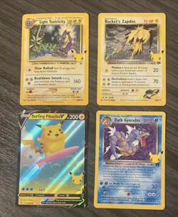 2021 Pokemon Celebrations 4-Card Lot Dark Gyarados NM, Light Toxtricity LP, etc - Image 1