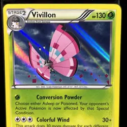 Vivillon 17/146 XY Base Set Holo Rare Meadow Pink 2014 Nintendo Pokemon Card - Image 3