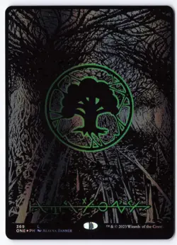 Forest (Phyrexian) - Full Art (Oil Slick Raised Foil) L Phyrexia: All Will Be On - Image 1