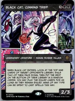Black Cat, Cunning Thief (Borderless) Foil (R) #222 Marvel's Spider-Man MTG NM - Image 1