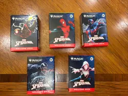 Magic: The Gathering MTG Spiderman Welcome Deck Set of 5 SDCC 2025 + Playmat - Image 1