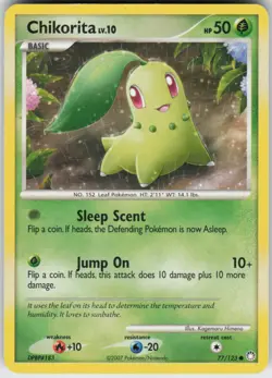 Pokemon TCG Chikorita 77/123 Mysterious Treasures Common card Normal - Image 1