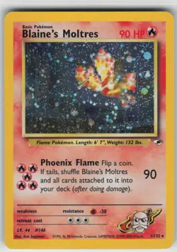 Pokemon TCG Blaine's Moltres 001/132 Gym Heroes Holo Rare card Unlimited Holofoi - Image 1