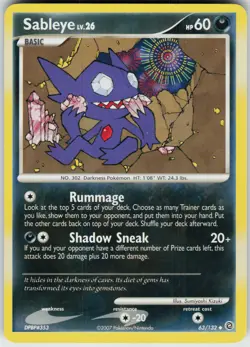 Pokemon Sableye 63/132 Secret Wonders Uncommon card - Image 1