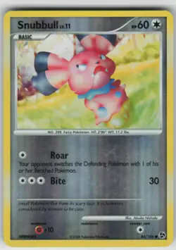 Pokemon TCG Snubbull 84/106 Great Encounters Common card Reverse Holo NM - Image 1