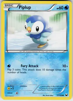 Pokemon Piplup 27/108 Dark Explorers Common card - Image 1