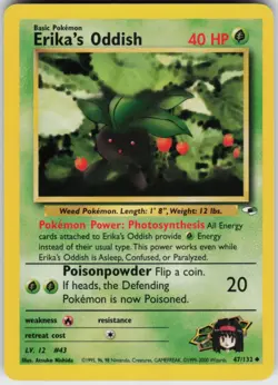 Pokemon TCG Erika's Oddish (47) 047/132 Gym Heroes Uncommon card Unlimited LP - Image 1