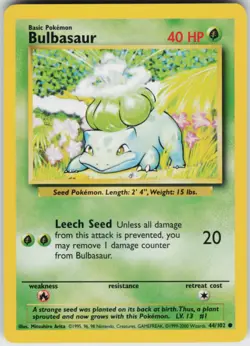 Pokemon TCG Bulbasaur 044/102 Base Set Common card Normal LP - Image 1