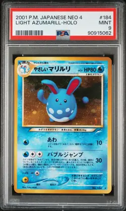 2001 POKEMON JPN NEO 4 #184 LIGHT AZUMARILL-HOLO PSA 9 - Image 1