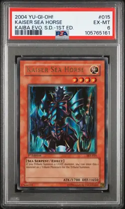 2004 YU-GI-OH! KAIBA EVOLUTION STARTER DECK 1ST ED #015 KAISER SEA HORSE PSA 6 - Image 1