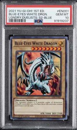 2021 YU-GI-OH! LEGEND DUELISTS: SEASON 2 #EN001 BLUE-EYES WHITE DRAGON PSA 10 - Image 1
