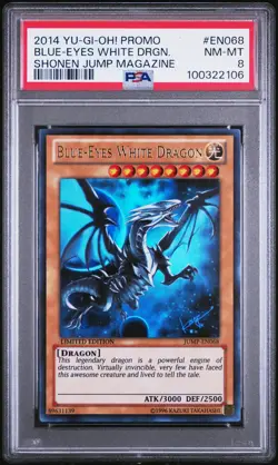 2014 YU-GI-OH! PROMO SHONEN JUMP MAGAZINE #EN068 BLUE-EYES WHITE DRAGON PSA 8 - Image 1