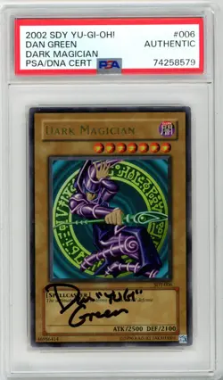 PSA Signed Dan Green Yu-Gi-Oh! TCG Dark Magician Yugi SDY-006 Unlimited UR - Image 1
