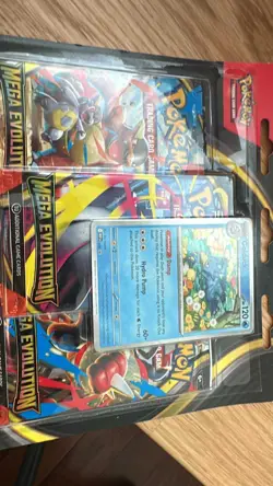 Pokemon Trading Card Game: Mega Evolution Three-Booster Blister- Golduck TCG - Image 1