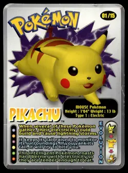Pikachu 01/15 Wendy's Kids Meal Promo Card HP Pokemon | Buy 10 Get 10 Free - Image 1