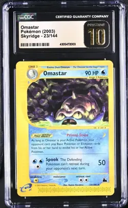 CGC 10 PRISTINE Omastar Skyridge 2003 Pokemon Card 23/144 Non Holo Rare - Image 1