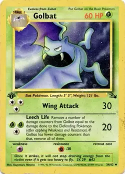 1st Edition Golbat 34/62 - Fossil - Uncommon Pokemon Card MP Moderate Play - Image 1