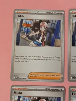 Pokemon Playset White Flare Hilda 084/086 (4) Trainer Supporter Cards Playset x4 - Image 2