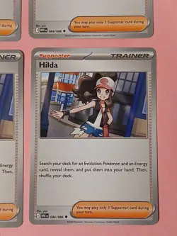 Pokemon Playset White Flare Hilda 084/086 (4) Trainer Supporter Cards Playset x4 - Image 4