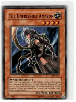 Yu-Gi-Oh! The Unfriendly Amazon Common LON-031 Moderately Played Unlimited - Image 1