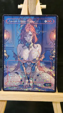 MTG Ancient Copper Dragon Fanart Borderless Style Card EDH Playtest Commander - Image 1