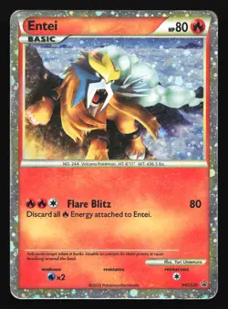 Pokemon Shiny Entei HGSS20 HeartGold SoulSilver Holo Black Star Promo HP - Image 1