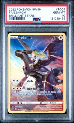 2022 POKEMON SWORD & SHIELD BRILLIANT STARS #TG05 FULL ART/ZEKROM PSA 10 - Image 1