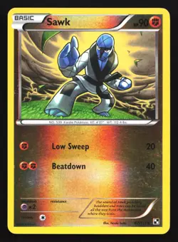 Pokemon Sawk 62/114 Black & White Reverse Holo Rare MP - Image 1