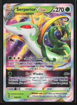 Pokemon Serperior VSTAR 008/195 Silver Tempest Ultra Rare Holo NM - Image 1