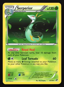 Pokemon Serperior 6/114 Black & White Holo Rare LP - Image 1