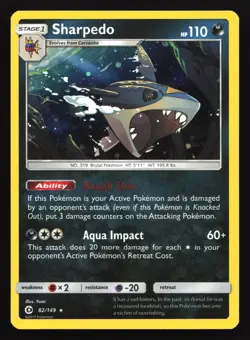 Pokemon Sharpedo 82/149 Sun & Moon Cosmos Holo Rare Promo LP - Image 1