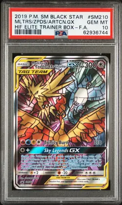 2019 POKEMON SM BLACK STAR PROMO FULL ART/MOLTRES & ZAPDOS & ARTICUNO GX PSA 10 - Image 1