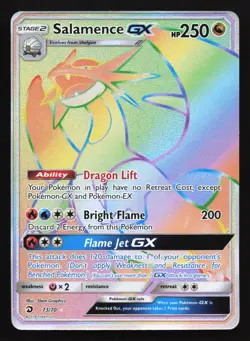 Pokemon Salamence GX 73/70 Dragon Majesty Rainbow Secret Rare Holo HP - Image 1