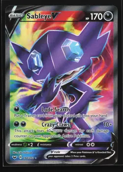 Pokemon Sableye V 194/202 Sword & Shield Ultra Rare Full Art Holo NM - Image 1