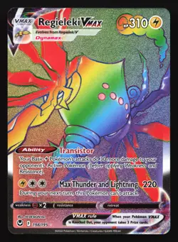 Pokemon Regieleki VMAX 198/195 Silver Tempest Rainbow Secret Rare Holo LP - Image 1