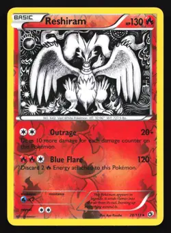 Pokemon Reshiram 28/113 Legendary Treasures Reverse Holo Rare LP - Image 1