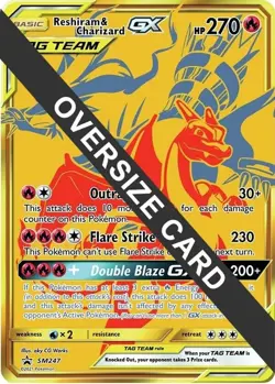 Pokemon Reshiram & Charizard GX SM247 Tag Team JUMBO/OVERSIZED Black Star Promo - Image 1