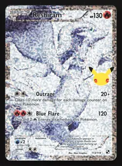 Pokemon Reshiram 113/114 Celebrations Classic Collection Ultra Rare Holo MP - Image 1