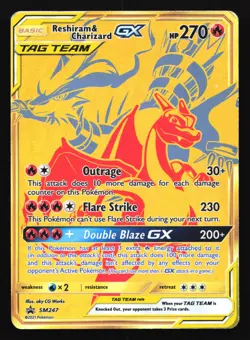 Pokemon Reshiram & Charizard GX SM247 Sun & Moon Holo Black Star Promo MP - Image 1