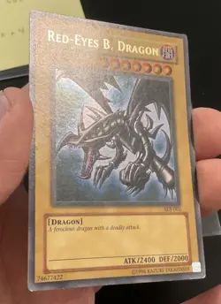 Yu-Gi-Oh! TCG Red-Eyes Black Dragon SDJ-001 Vintage Holo Rare Card 1996 LP - Image 3