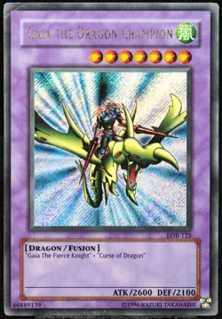 Yu-Gi-Oh! Gaia The Dragon Champion LOB-125 ULTRA RARE Gold Name MISPRINT PL - Image 1