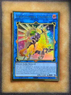 Yugioh Knightmare Unicorn MGED-EN034 Gold Rare Alt Art 1st Ed NM - Image 1
