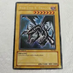 Yugioh Red-Eyes Black Dragon SDJ-001 1st Edition Holo Ultra Rare - ORIGINAL - Image 1