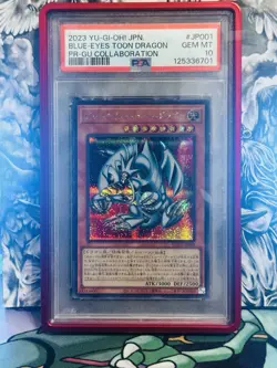 PSA 10 Gem Mint Blue-Eyes Toon Dragon GUC1-JP001 GU Collaboration 2023 POP 72🔥 - Image 2