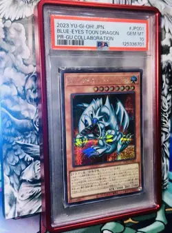 PSA 10 Gem Mint Blue-Eyes Toon Dragon GUC1-JP001 GU Collaboration 2023 POP 72🔥 - Image 4