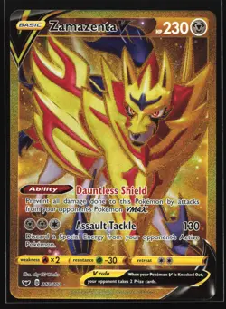 Zamazenta V 212/202 Sword & Shield Gold Secret Rare Pokemon Card - Image 1