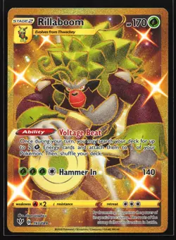 Rillaboom 197/189 Darkness Ablaze Gold Secret Rare Pokemon Card - Image 1
