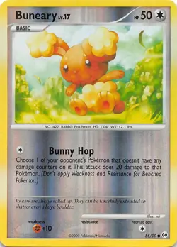 Buneary - 55/99 - REVERSE COMMON - Platinum Arceus - 2009 POKEMON CARD - NM/M - Image 1