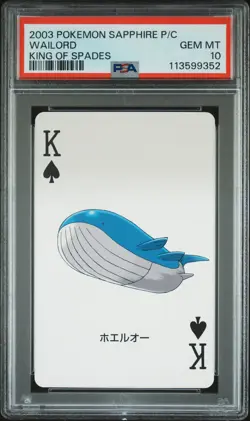 2003 POKEMON SAPPHIRE VERSION PLAYING CARDS KING OF SPADES WAILORD PSA 10 - Image 1